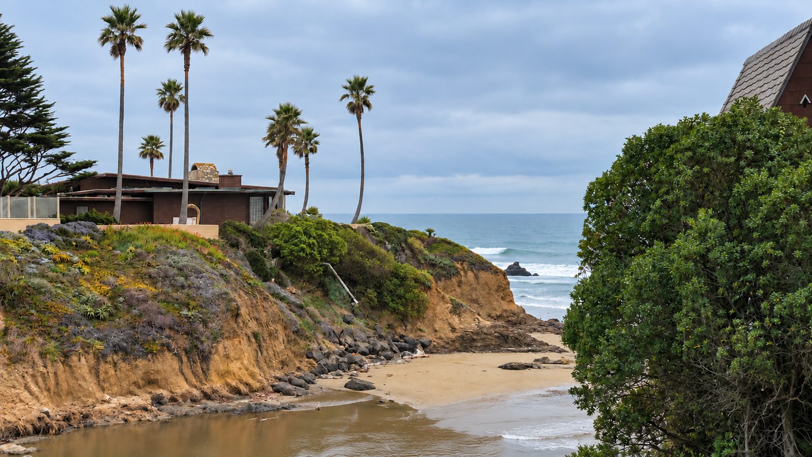 The Cayucos coastline and bluffs