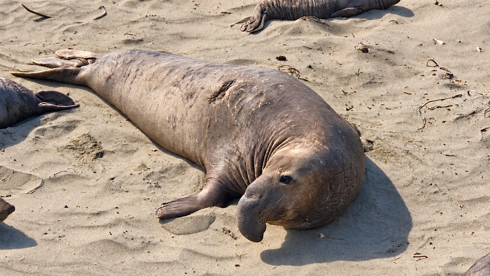 An elephant seal at Elephant Seal Vista Point, San Simeon