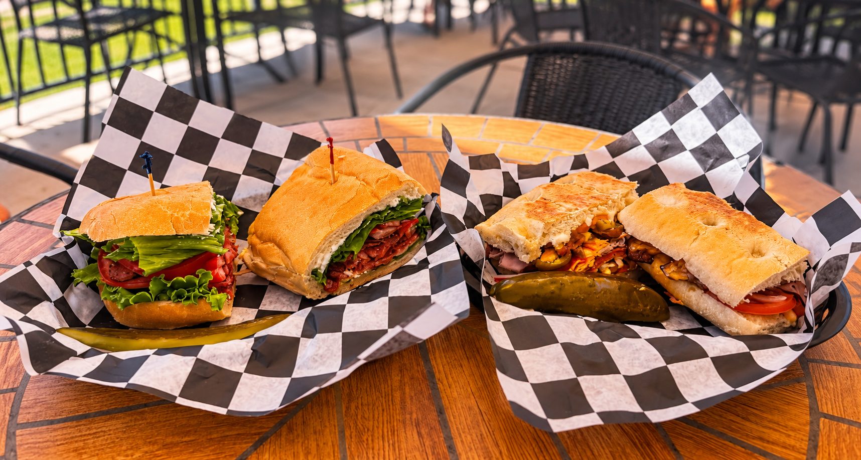 Sandwiches and paninis served on the patio at The Full Belly Deli, Paso Robles