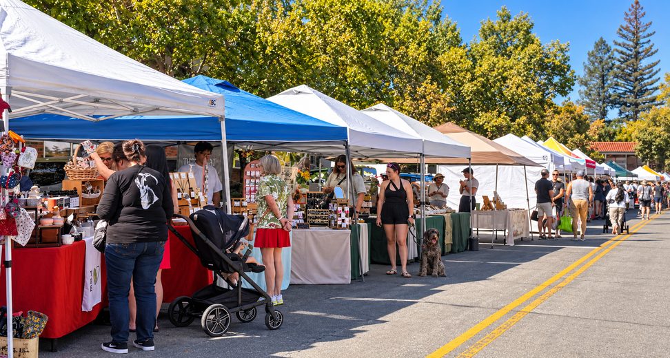 Vendor tents at the Paso Robles Farmers Market