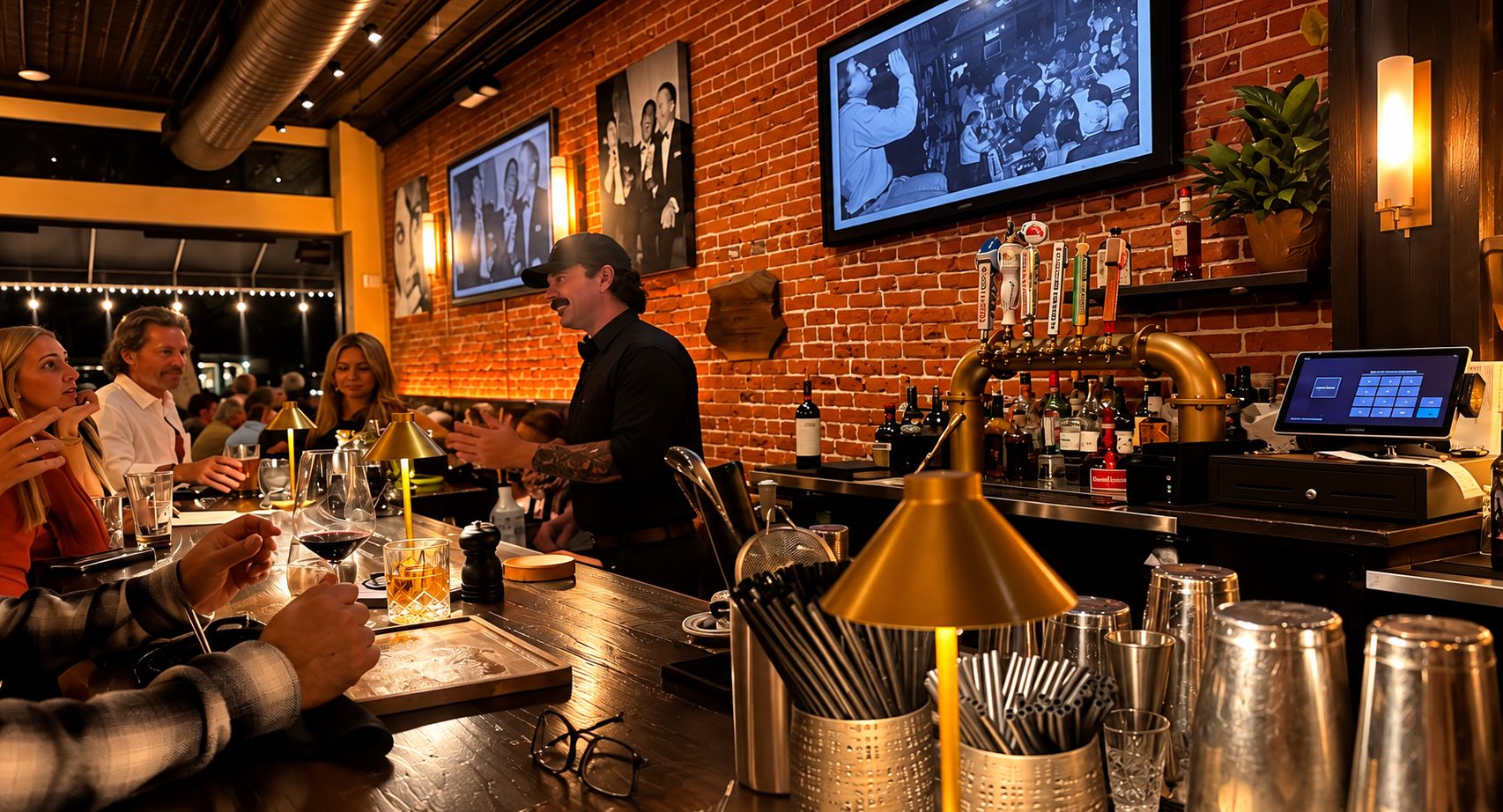 The exposed-brick bar at Richie's Tavern in downtown Paso Robles