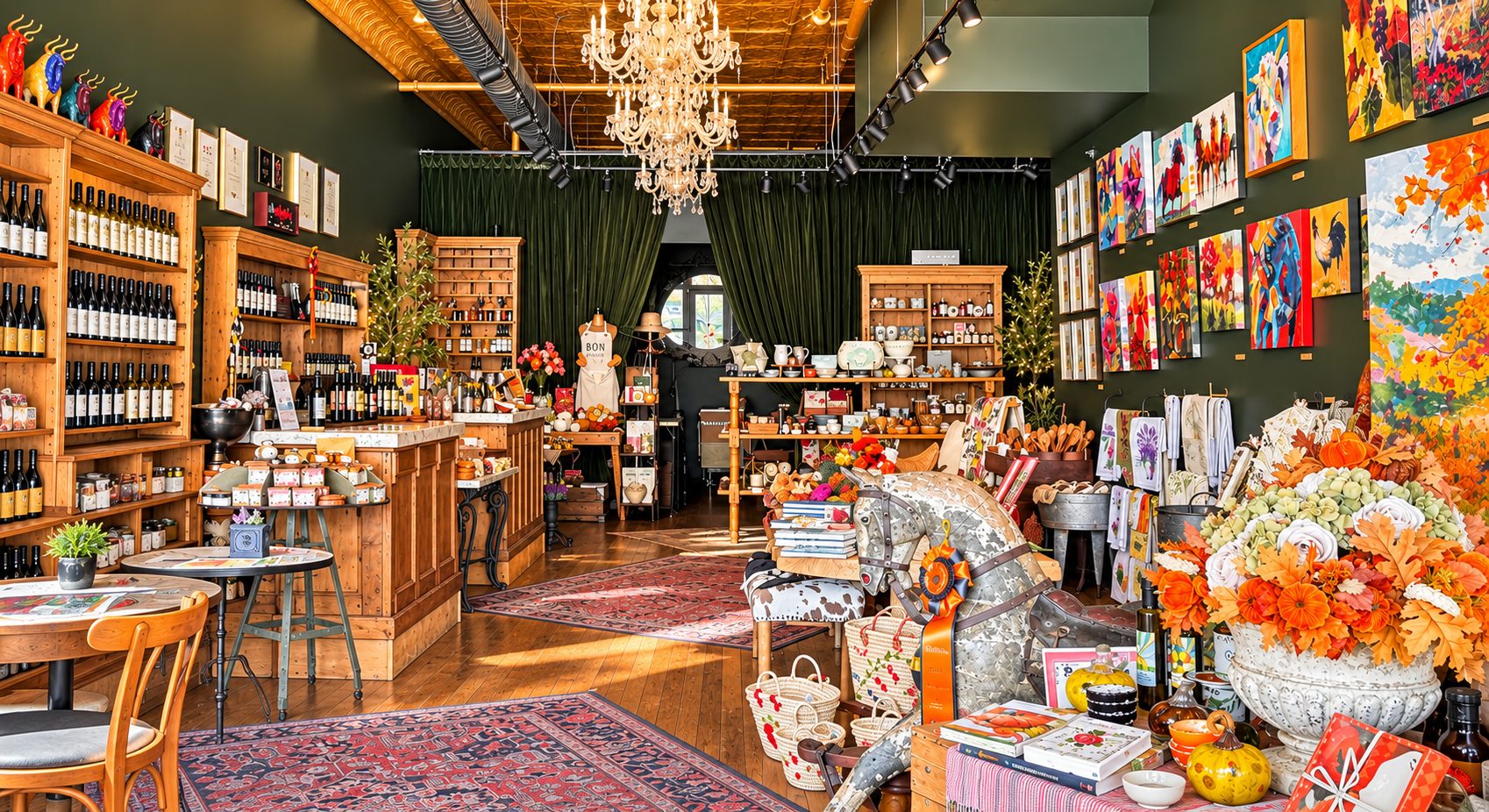 Inside the Sunshine Olive Oil tasting room and home goods shop, downtown Paso Robles