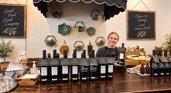 Tasting counter at We Olive, downtown Paso Robles